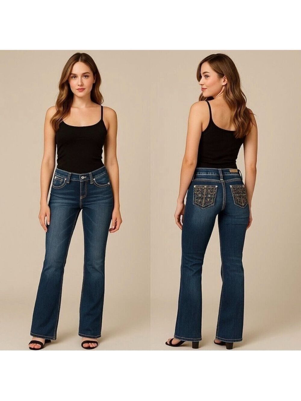 MISS CHIC Low Rise Bootcut Jeans Size 5 - Picture 12 of 13